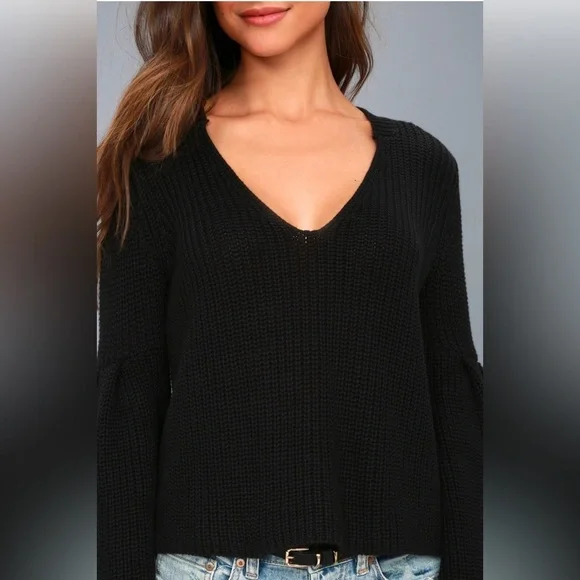 NWT Damsel Black Bell Sleeve Knit Sweater - Picture 4 of 10